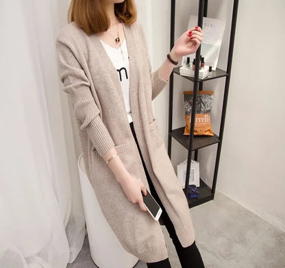 V-Neck Long Knit Cardigan for Women – 2025 Y2K Harajuku Style