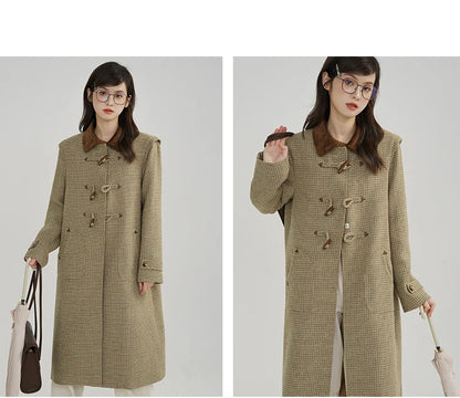 Classic Houndstooth Wool Coat – British Style Single-Breasted Winter Jacket