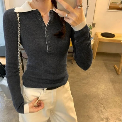 Women Contrast Color Sweaters