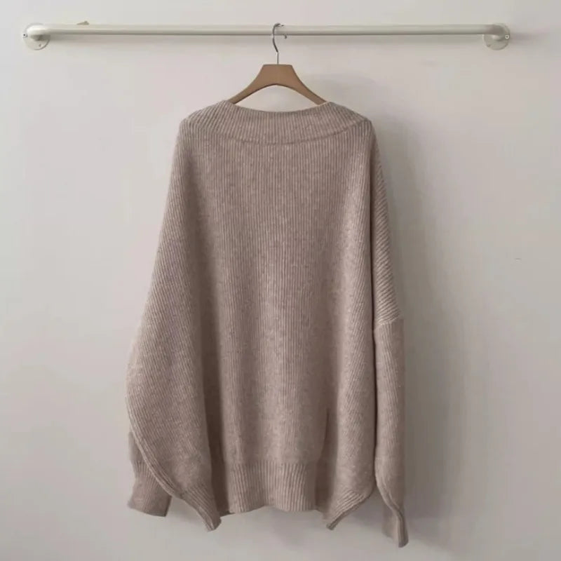 Loose Style Lantern Sleeve Oversized Cardigan Sweaters For Women