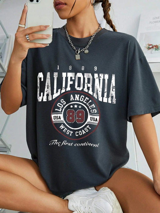 California Est 1997 Street Printed Round Neck T Shirts