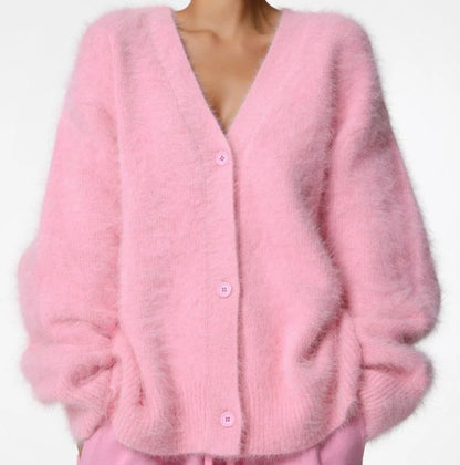 Loose V-Neck Knit Cardigan for Women – 2025 Autumn Casual