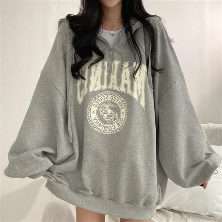 New Womens 9317 Cool Winter Style Loose Hoodies