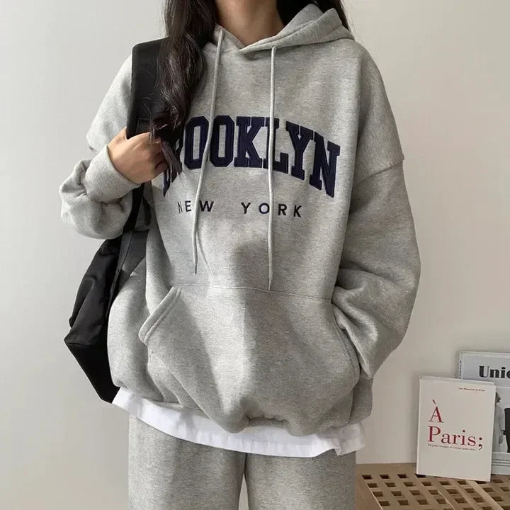 Brooklyn 1898 New York Hoodie Unisex Oversized Korean Streetwear Sweatshirt