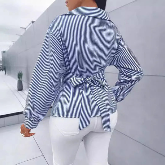 Women 2025 Shirts Blouses Autumn Oversize Striped Shirt Elegant Blouses Long Sleeve Shirts Fashion Casual Shirt Top Women