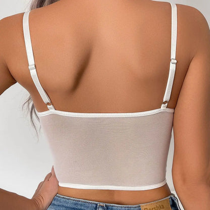 Lace Push-Up Mesh Hollow Out Corset: Stylish Crop Top Bra