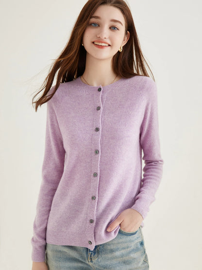 100% Merino Wool Knit Cardigan for Women – Timeless Vintage Style