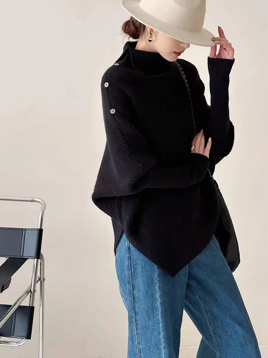 Irregular Wide V Neck Women Sweaters