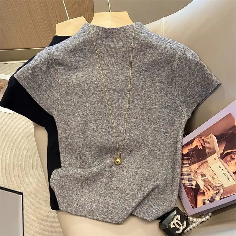 2025 Womens Half Turtleneck Sweater Solid Color Loose Long Sleeve Zipper Top Sporty Casual Autumn Sweatshirt