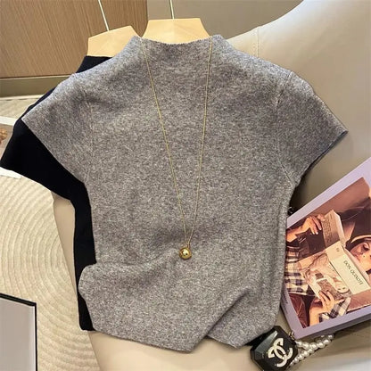 2025 Womens Half Turtleneck Sweater Solid Color Loose Long Sleeve Zipper Top Sporty Casual Autumn Sweatshirt