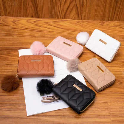 Womens Mini Triangle Leather Wallet Large Capacity Clutch Casual Coin Purse Handbag