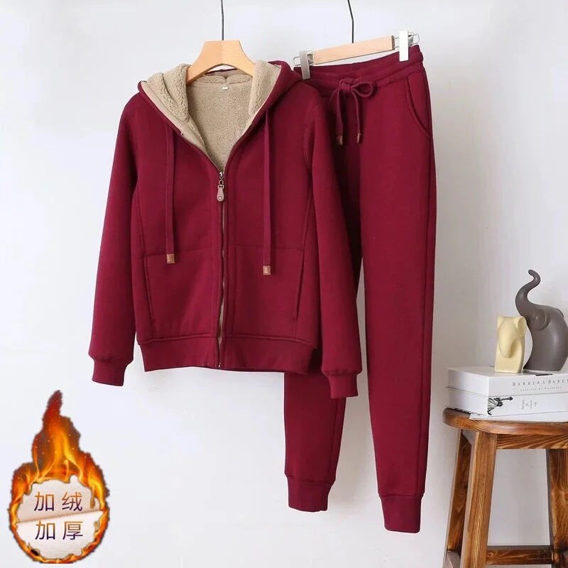 Women S Autumn Winter Fleece Lined Hooded Sweatshirt 2 Piece Set Casual Style With Skirt Cozy Outfits