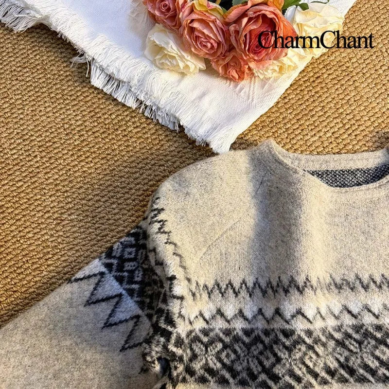 Soft Cashmere Knit Sweater Stylish O Neck Top