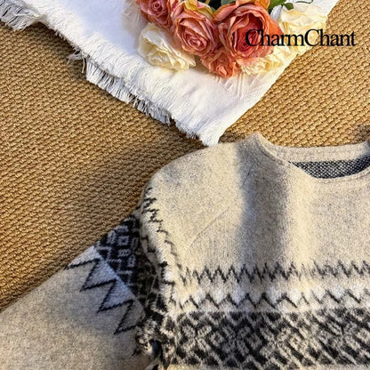 Soft Cashmere Knit Sweater Stylish O Neck Top