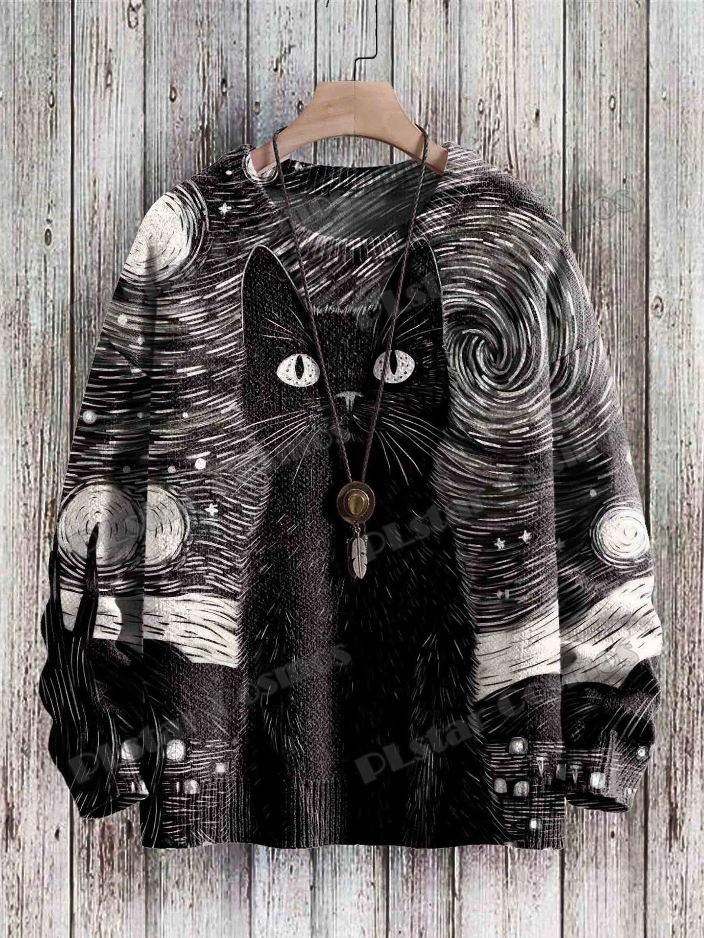 Vibrant Ukiyo-e Cat Sweater for Cozy Sunset Walks
