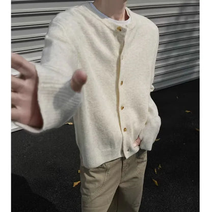 Round Neck Men Knitted Cardigan Sweaters