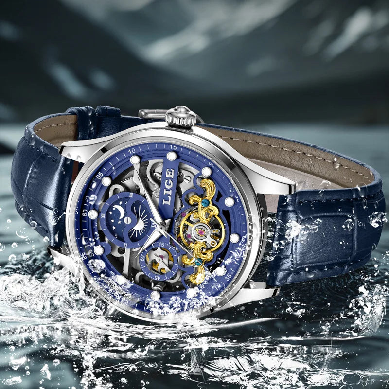 Mens Transparent Mechanical Dial Luxury Analog Watches