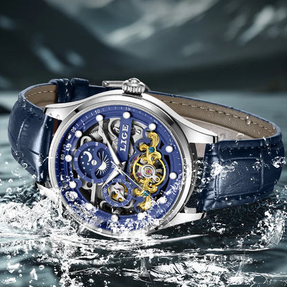 Mens Transparent Mechanical Dial Luxury Analog Watches