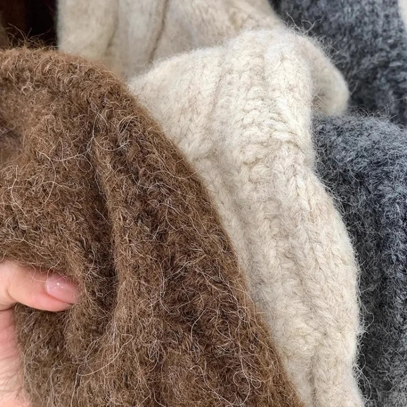 Retro Lazy Style Embroidered Zipper Sweater Chic Autumn Winter Fashion