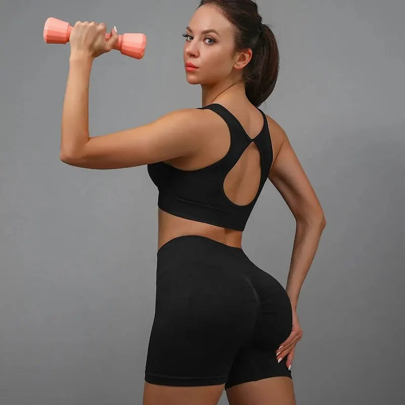 Purple Seamless Workout Shorts Set
