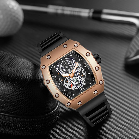 Mens Skull Dial Silicone Waterproof Analog Watches