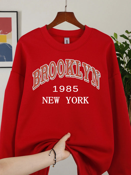 New York Printed Crew Neck Sweatshirts
