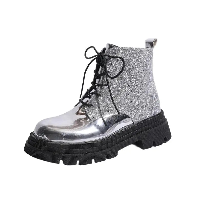 Luxury Silver Design Mid Heel Winter Women Boots