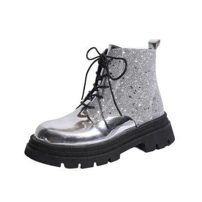 Luxury Silver Design Mid Heel Winter Women Boots