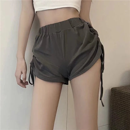 String Up High Waist Simple Casual Shorts