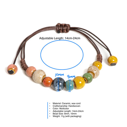 Boho Vibes: Handmade Ceramic Beaded Cord Bracelet