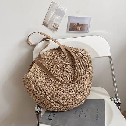 Large Capacity Summer Round Straw Bags For Women