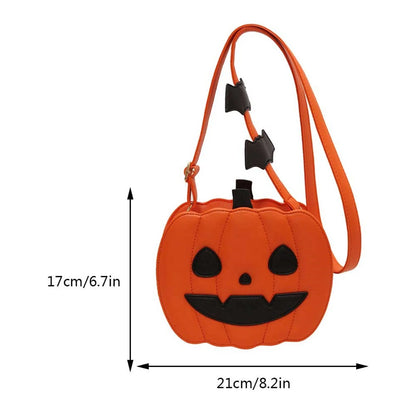 Halloween Pumpkin Purse Pu Leather Demon Messenger Bag With Adjustable Strap Zipper