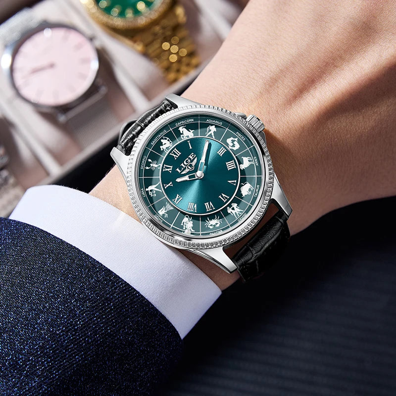 30m Water Resistance Genuine Leather Mens Luxury Quartz Watches