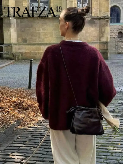 Womens Vintage Deer Path Loose Sweatshirts