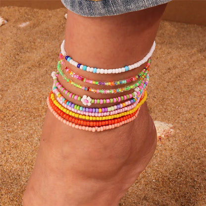 5 Pieces Colorful Beads Ankle Bracelet