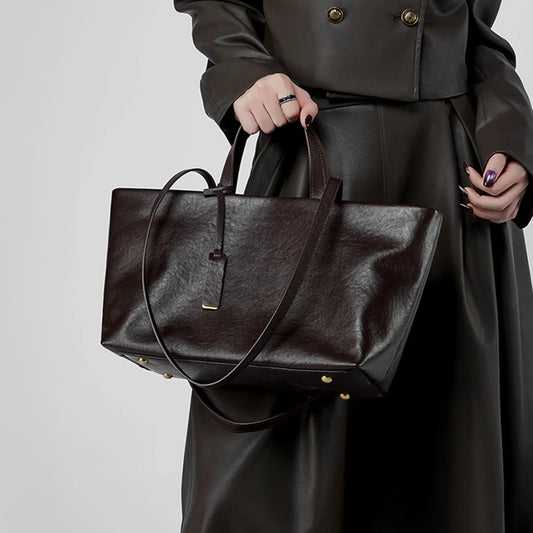 Designer Cowhide Genuine Leather Large Capacity Shoulder Bags