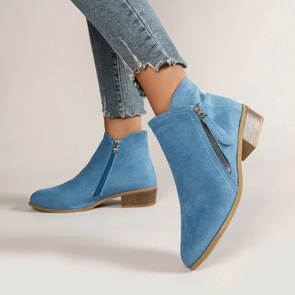 Platform Heel Suede Zipper Up Elegant Boots For Women