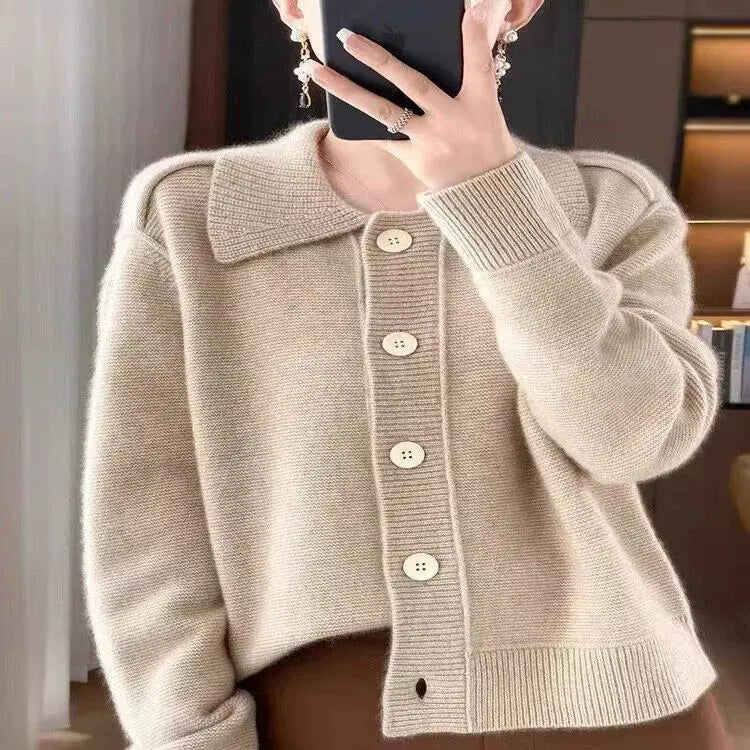Chic Caramel Knit Cardigan for Coffee Shop Dates