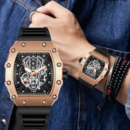 Mens Skull Dial Silicone Waterproof Analog Watches