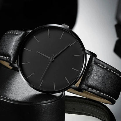 Mens Casual Ultra Thin Black Dial Analog Watches