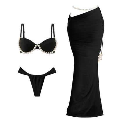 Sexy Pearl Strap Push Up Two Pieces Bikini Set