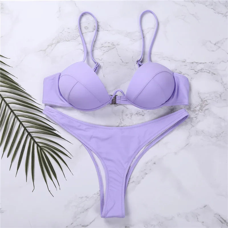 Classic Black V-Wire Push-Up Bikini Aesthetic