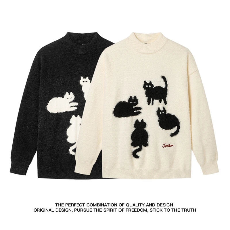 New Cat Pattern Knit Pullovers