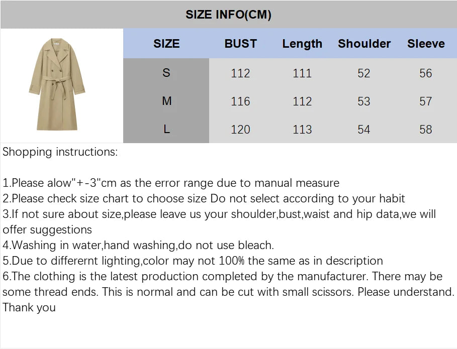 Double Breasted Windproof Women Vintage Long Trench Coats