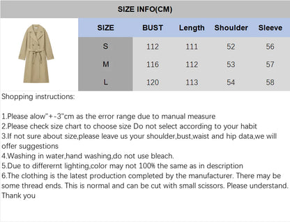 Double Breasted Windproof Women Vintage Long Trench Coats