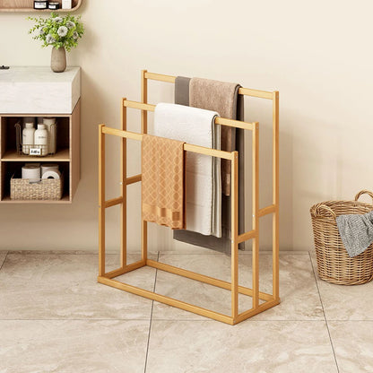 Easy Way At Bathroom 3 Tier Bamboo Freestanding Towel Rack Stand