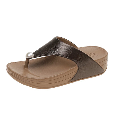 Fashion Leather Women Cork Slippers Outdoor Flip Flops Summer Soft Soled Sandals Men Couple Beach Indoor Outdoor Shoes