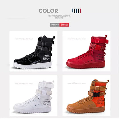 Orange Line Lace Up High Quality Men Leather Boots