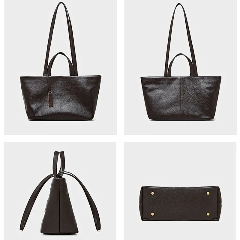 Designer Cowhide Genuine Leather Large Capacity Shoulder Bags