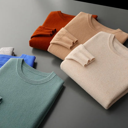 New Soft Mens Round Neck Thickened Wool Sweaters